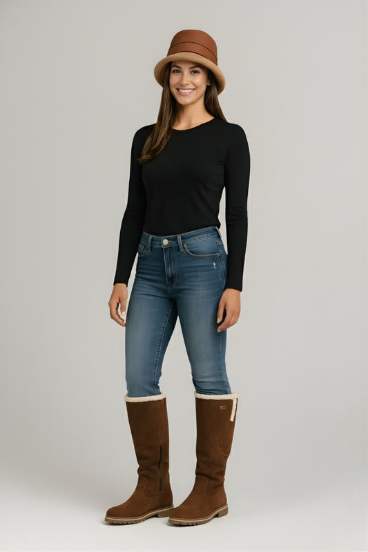 Clara | Damen-Winterstiefel in Wildlederoptik