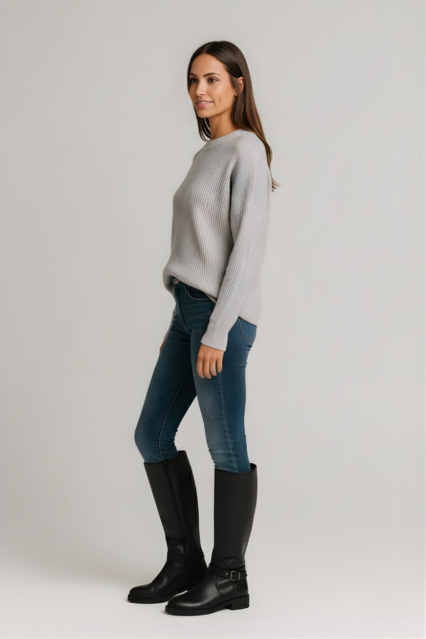 Luna | Damenstiefel mit Reißverschluss und dekorativen Riemen